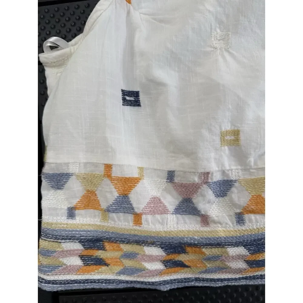 NWT Free People One Shoulder Aztec‎ Bali Baby Boho Embroidered Crop Top Medium